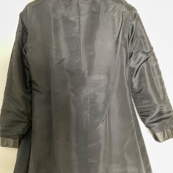 Vintage  Sears 70’s Women’s Black leather Knee Length Coat W/Fur Collar Belted S - Picture 11 of 11